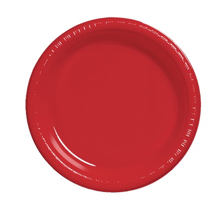 Classic Red 9" Plastic Lunch Plates 20 pcs/pkt